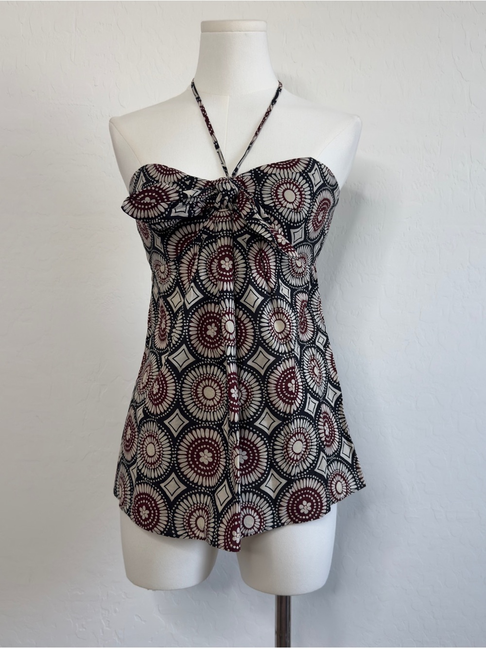 MICHAEL Michael Kors Strapless Halter Camisole in Black, Cream & Burgundy